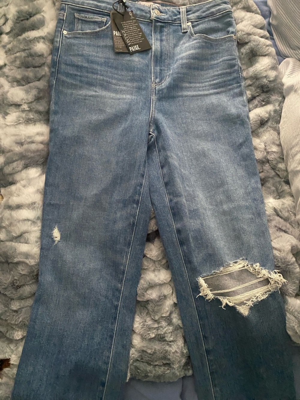 PAIGE Women's High-Rise Light Blue Denim Jeans - Picture 3 of 6